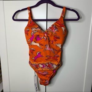 NWT Rosa Chá Brazilian One-Piece Horse Print Swimsuit